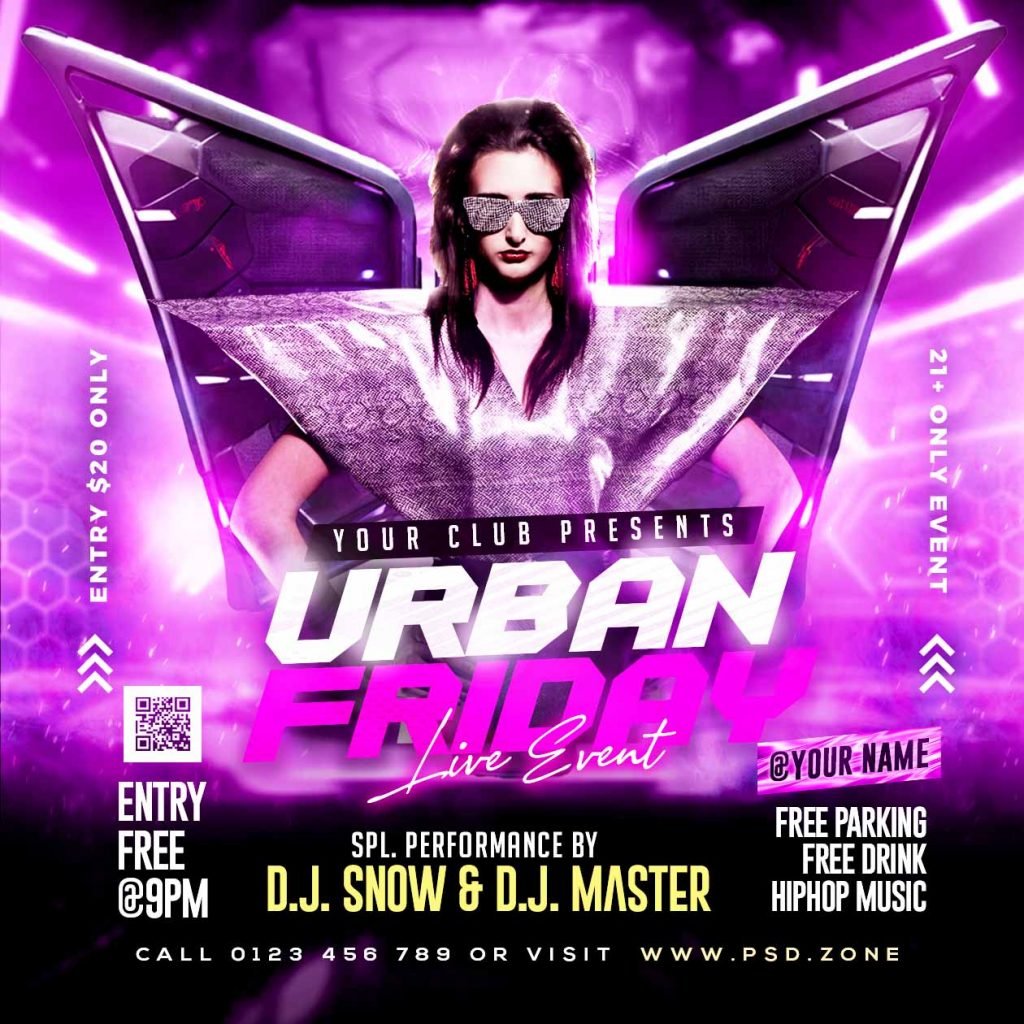 Urban friday live event party social media post PSD