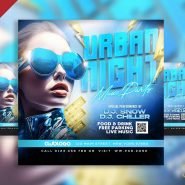 Urban night music party social media post PSD