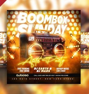 Boombox sunday after party social media post PSD
