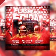 Flashback friday music party social media post PSD