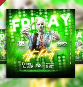 Friday after party event instagram post PSD