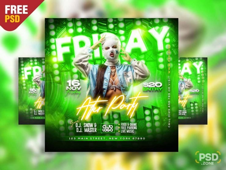 Friday after party event instagram post PSD
