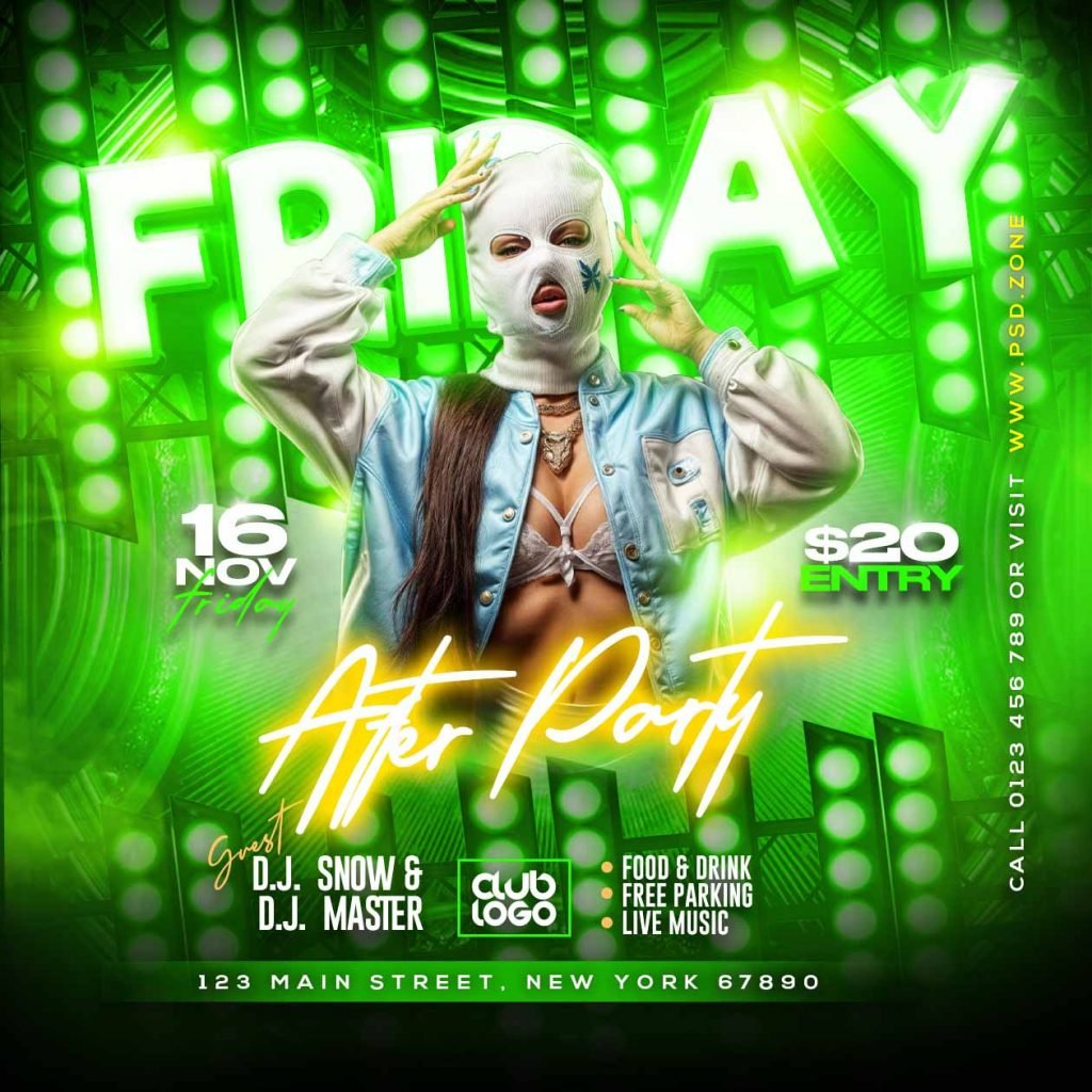 Friday after party event instagram post PSD