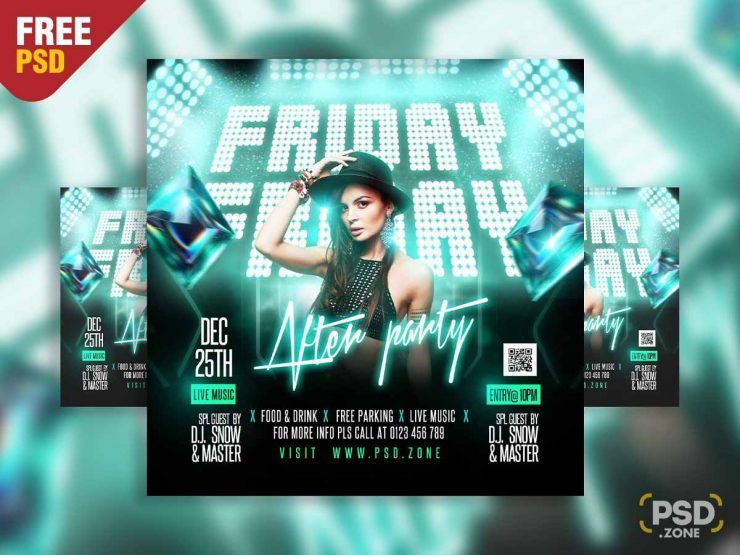 Friday after party event social media post PSD