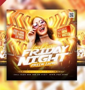 Friday night music event party social media post PSD