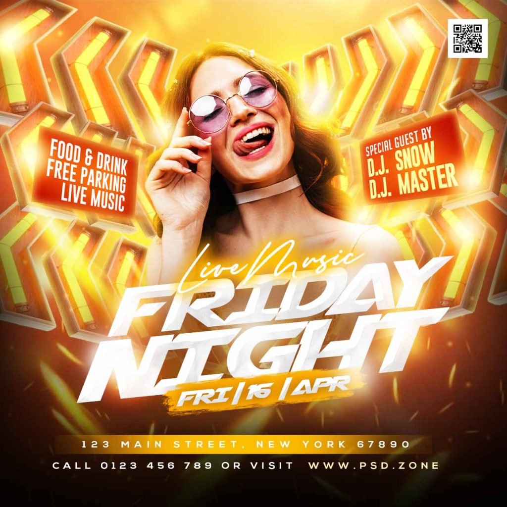 Friday night music event party social media post PSD