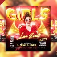 Girls live event party social media post PSD