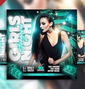 Girls night hagover party social media post PSD
