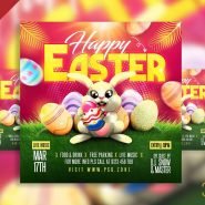 Happy easter party social media post PSD
