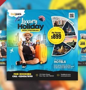 Luxury holiday tour advertisement social media post PSD