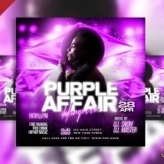 Purple affair hangover party social media post PSD