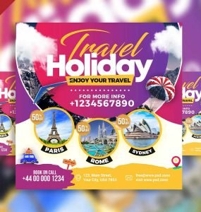 Travel holiday packages social media post PSD