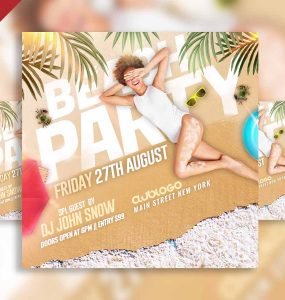 Beach party social media post PSD
