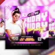 Friday night after party event social media post PSD