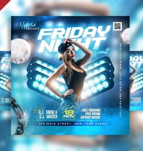 Friday night event social media post PSD
