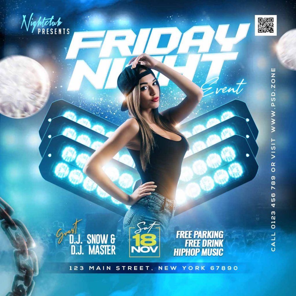 Friday night event social media post PSD