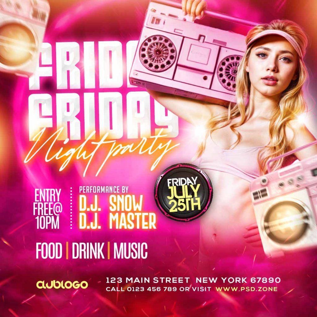 Friday night party event instagram post PSD