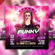 Funky friday live event party social media post PSD