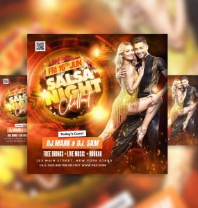 Salsa night chillout party social media post PSD