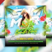 Summer beach party social media post PSD