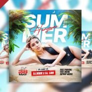 Summer hangover party social media post PSD