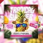 Tropical summer party social media post PSD