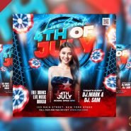 4th of july live event party social media post PSD