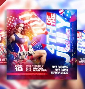 4th of the july celebration social media post PSD