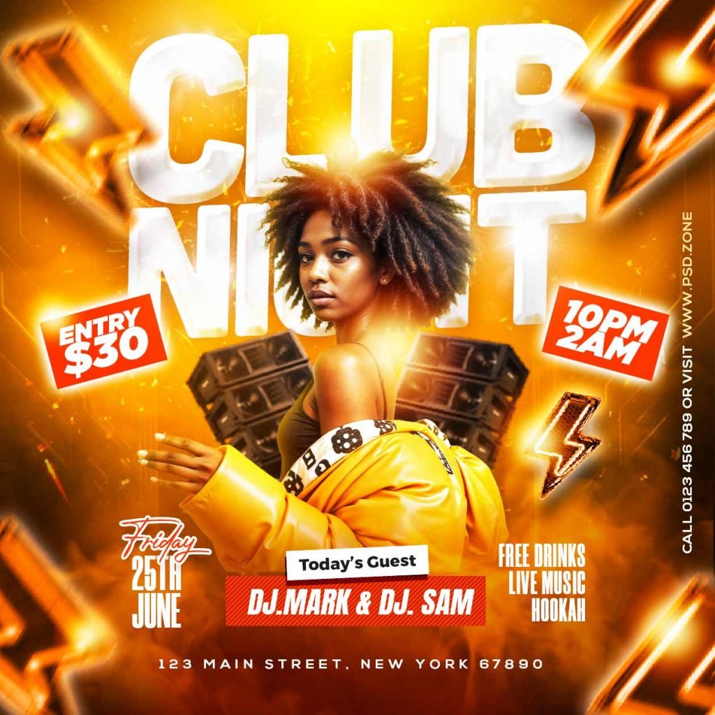 Club night party social media post PSD
