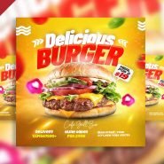 Delicious burger restaurant social media post PSD Delicious burger restaurant social media post PSD