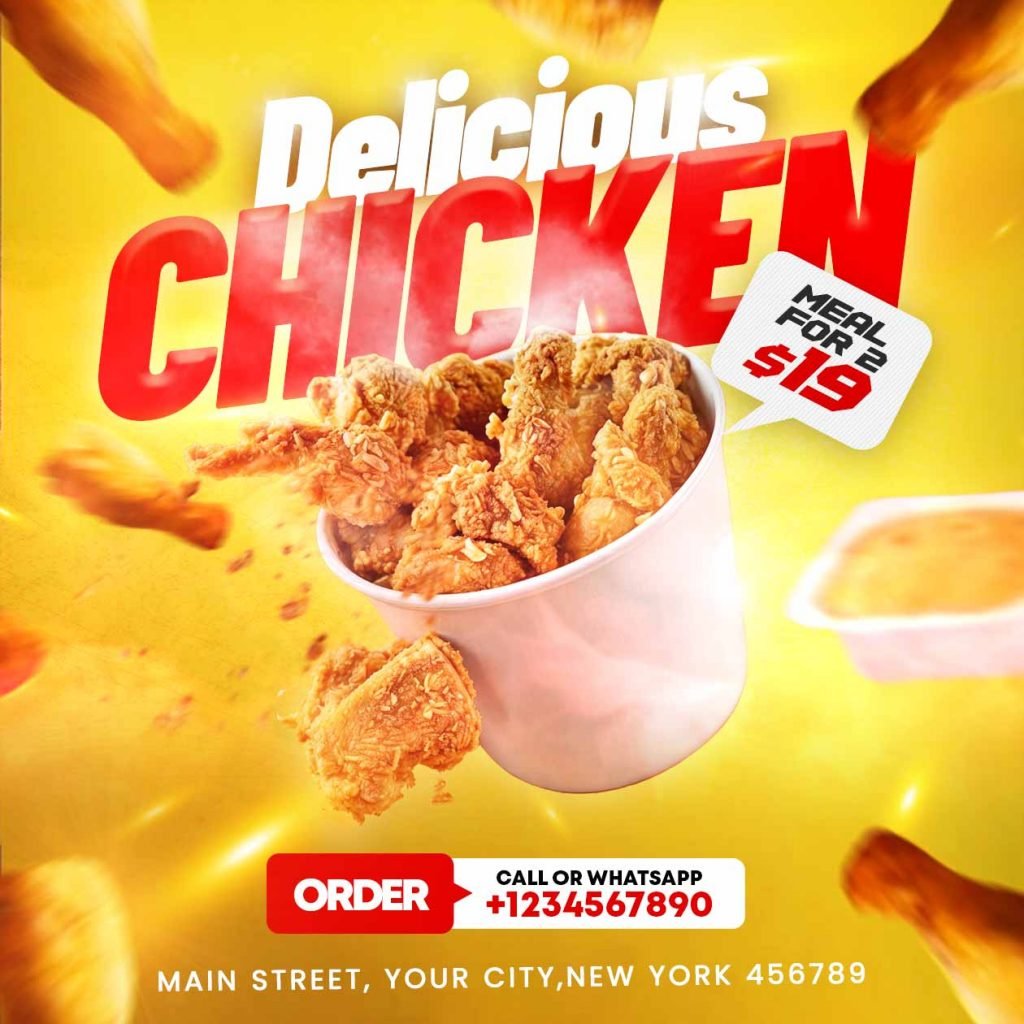 Delicious chicken food social media post PSD