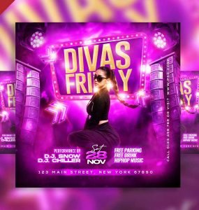 Divas friday party social media post PSD