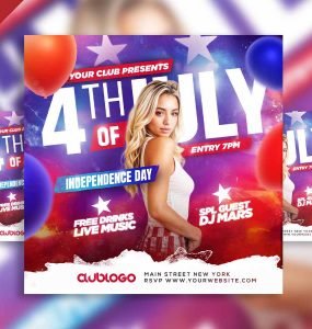 Fourth july independence day social media post PSD