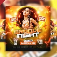 Groove night party social media post PSD
