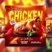 Hot chicken food social media post PSD Hot chicken food social media post PSD