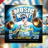 Music night hangover party social media post PSD