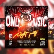 Only music night party social media post PSD