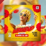 Summer weekend party social media post PSD