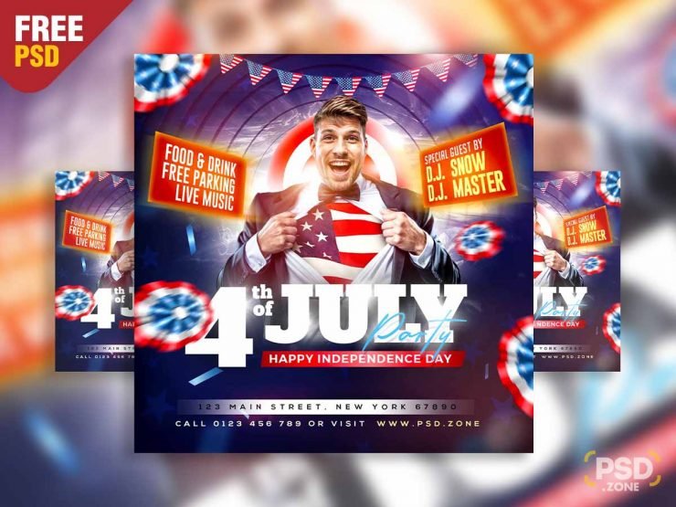 independence day party social media post PSD