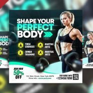Fitness gym promotional instagram post PSD Fitness gym promotional instagram post PSD