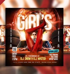Only girls party social media post PSD