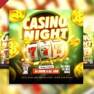 Casino night party event social media post PSD