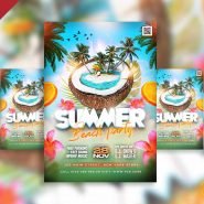 Summer beach party flyer PSD