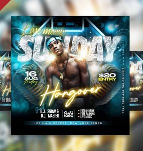 Sunday hangover live music party instagram post PSD